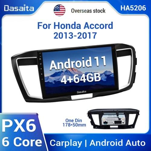 Dasaita Android 10 Car Radio Multimedia Video for Honda Accord 2013 2014 2015 GPS Navigation Video 64G ROM WiFi BT5.0 1 Din