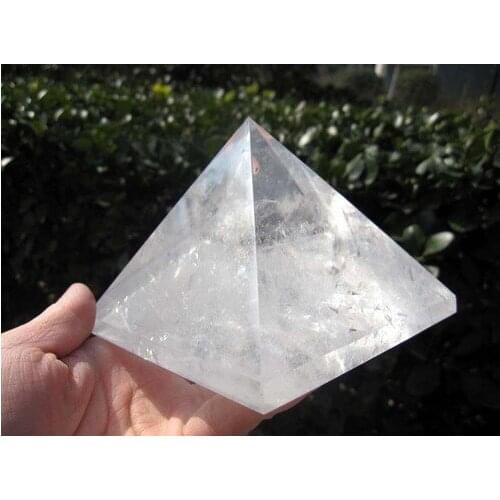 Clear Quartz Natural Mined crystal pyramid Carving Healing 2.17lb