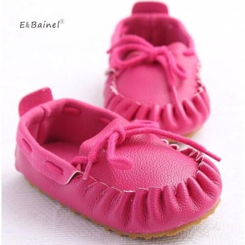 E&Bainel Toddler Girls Soft Sole Solid PU Leather Baby First Walkers Shoes New Fashion Slip-on Prewalker Party Baby Shoes