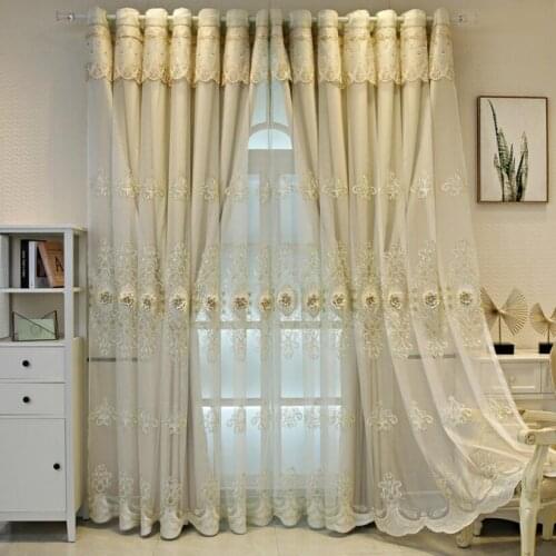 European Luxury Lace Embroidered Double-Layer Blackout Curtains Custom For Living Room Bedroom Window Royal Home Decor Drapes