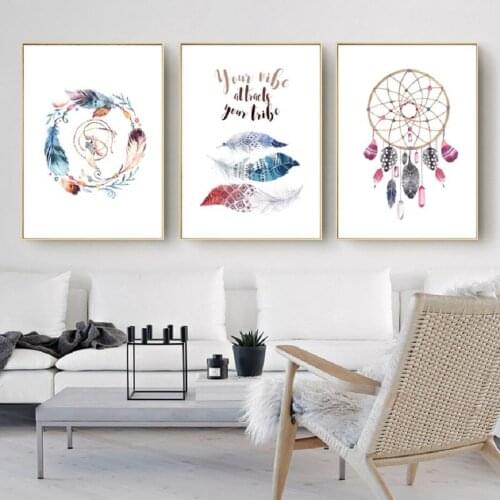 Indian Hanger Feather Decorative Poster Canvas Paintings Decoration Posters Prints Wall Art Picture Living Room Home Decor