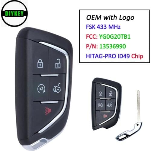 DIYKEY OEM FCC ID: YG0G20TB1 Smart Prox Remote Key Fob 5 Button 433.92MHz with ID49 Chip for Cadillac CT4 CT5 2020 2021