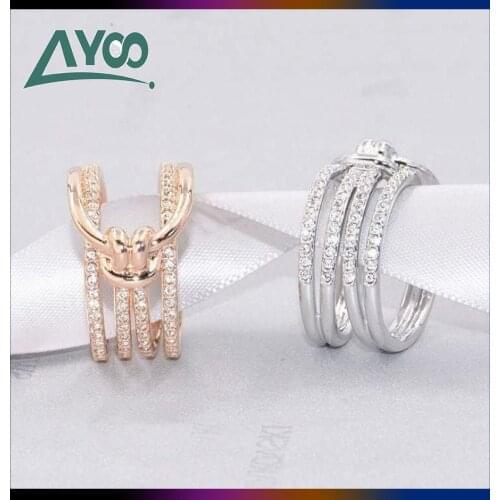 SWA Fashion Jewelry High Quality Original 1:1 Charm Fashion Knotted Crystal Butterfly Twist Ring Female Romantic Gift For Women