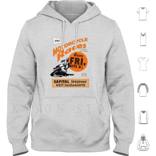 Motorcycle Speedway Races-West Sacramento Hoodies Long Sleeve Capital Speedway West Sacramento Speedway
