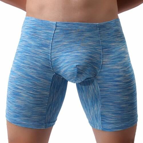 Mens Long Boxer Shorts Brand Men Underwear Man Sexy U-convex Panties Comfortable Long-leg Sports Boxers Homme Slip Underpants