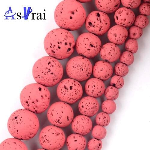 Natural Stone Rose Red Hematite Lava Stone Matte Round Beads For Jewelry Making Spacer Loose Beads 4mm-12mm Diy Bracelets 15"
