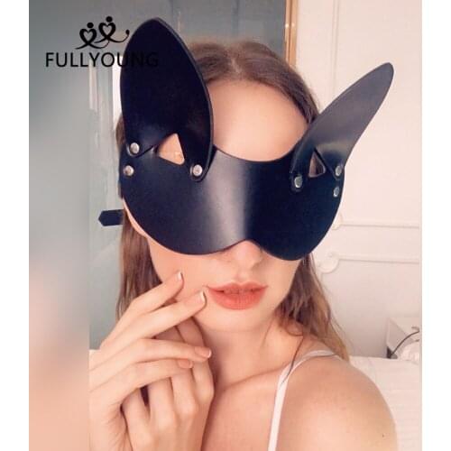 Fullyoung NEW Sexy Leather Mask Sex Toys Accessories Couple Flirting Toys Masquerade Party Masks Black Sexual Abuse Blindfold
