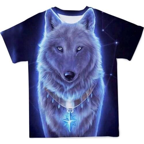 2021 Hottest New Mens Summer Leisure 3D Printing Animal Wolf Tiger Design Slim Fitting Round Neck Fun Short Sleeve T-Shirt