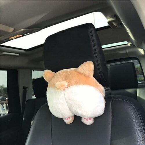 Car Pillow Dog Hip Headrest Cushion Plush Toy Car Accessories Cute Corgi Bottom Car Seat Neck Headrest Car Accessories Interior