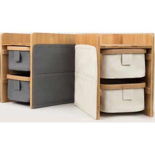 Simple Desktop Storage Box Drawer Type Double Layer Makeup Finishing Box Dressing Table Bamboo Cloth Storage Box