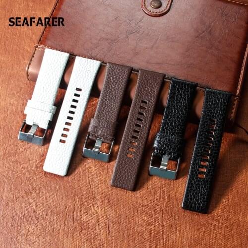 Genuine leather strap watchband 22 24 26 28 30mm Litchi grain for diesel DZ4386 1657 1399 1206 4323 7415 Watch band