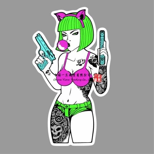 Sexy Pin Up Girl Jenna Jameson Posing with Guitar Rocker Sticker Rock Star Decal