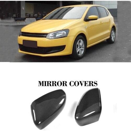 Replacement Carbon Fiber Side View Mirror Cover Caps Car Styling Fit For Volkswagen VW POLO 2009-2014