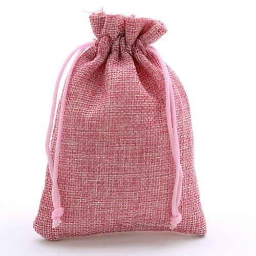 LOULEUR 10pcs/lot Pink Fabric Jewelry Bag Packing 10*14cm Burlap Jewelry Gift Candy Drawstring Hessian Wedding Gift Bag Packing