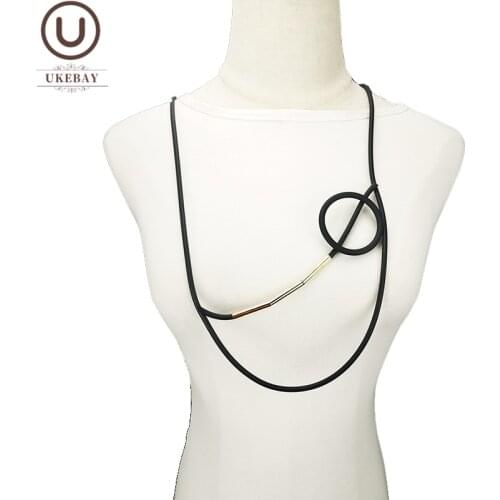 UKEBAY NEW Sweater Chians Women Pendant Necklaces Geometric Rubber Jewelry Handmade Jewelry Birthday Gift Mom Necklace For Party