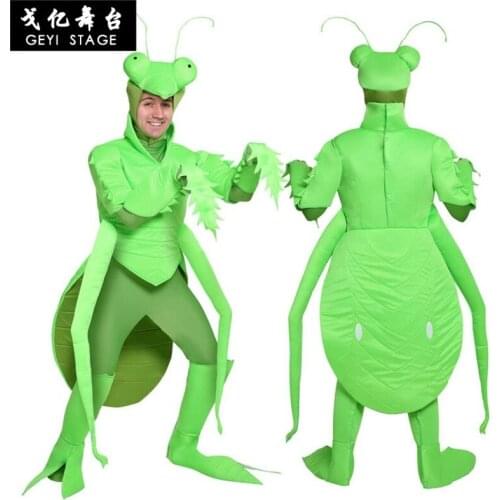 Halloween Green Cricket Mantis Insect Kostuum Met Benen Volwassen Mannen Kostuum Hot Stripfiguur Anime Cosplay Kostuums Carnaval