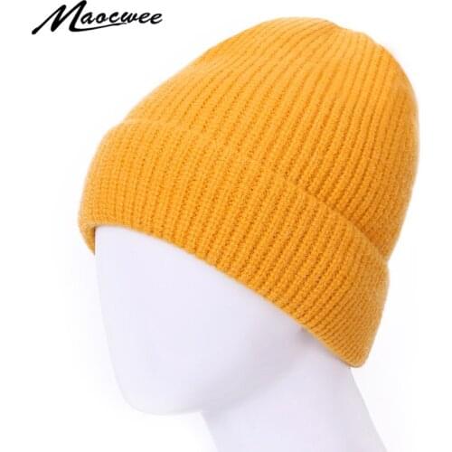 Women Winter Hats Casual Beanies Fashion Crochet Knitted Warm Brand Thick Wool Cap Female Outdoor Hat Biggy Solid Beanie Bonnet