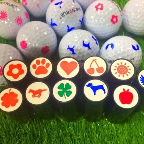 1pcs Plastic Silicone Golf Ball Stamper Stamp Seal Impression Marker Print Gift Prize Golf Accessories for Golfer Random Style