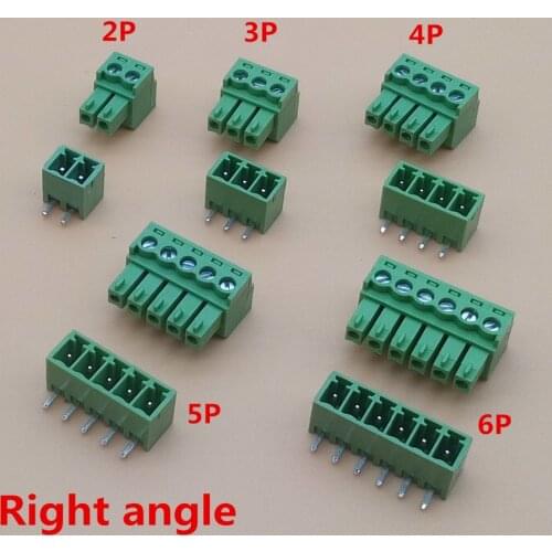 10 sets 3.81mm 2/3/4/5/6/7/8 pin Right angle Terminal plug type 3.81 pitch connector pcb screw terminal block