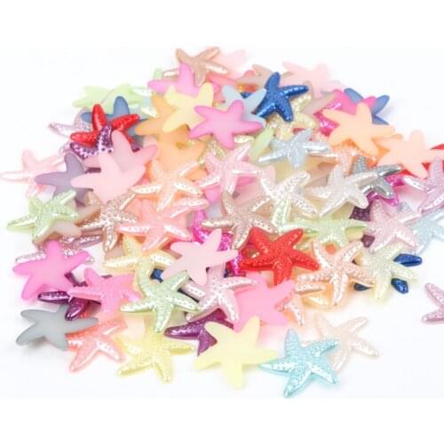 100pcs 18mm Acrylic Starfish Cabochon Beads Flatback Scrapbooking Craft Half Round Pearl Beads for DIY Decoration