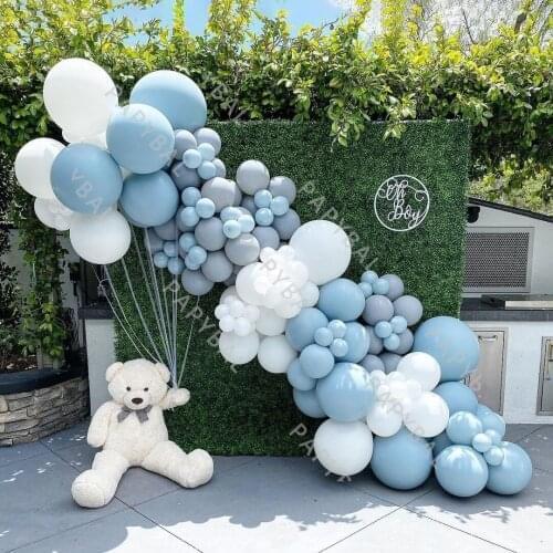 132pcs Blue Grey DIY Arch Garland Balloons Kit Birthday Wedding Bridal Baby Shower Baptism Anniversary Baloon Party Decors Globo