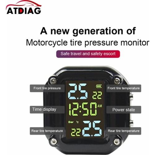 2021 Motorcycle TPMS LCD Color Screen motorbike Tire Pressure Monitoring System Tire Temperature 2PCS External Sensor