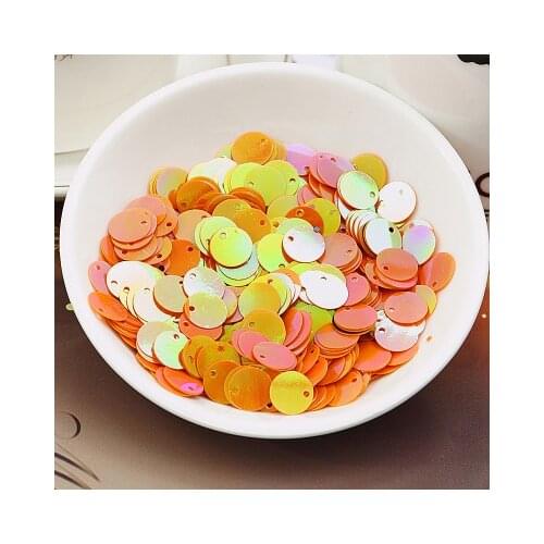 360pcs Large Round Sequins 20mm PVC Sequin Flat Round Paillette Hologram Sequins Decoration With Side Hole Orange AB