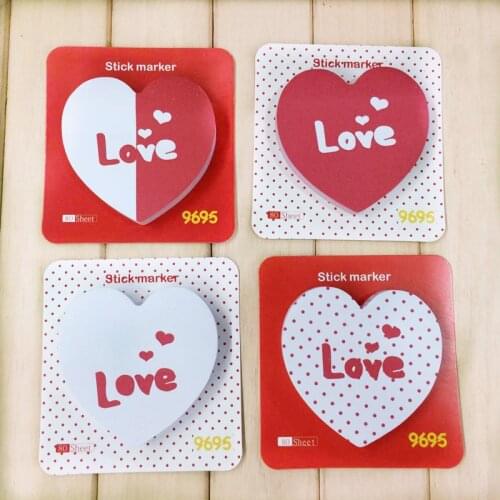 4pc Love Stick Memo Marker Multi Design Mixed 70 Sheet Heart Cartoon Notes N Times Sticker Office School Home Stationery Notepad