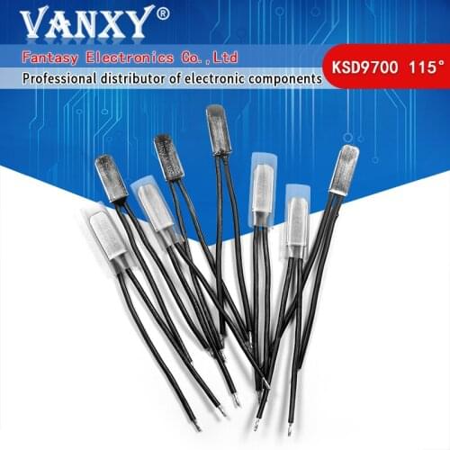 5pcs KSD9700 250V 5A 115 Degree Temperature Switch Bimetal Disc Normal Close Closed Thermostat Thermal