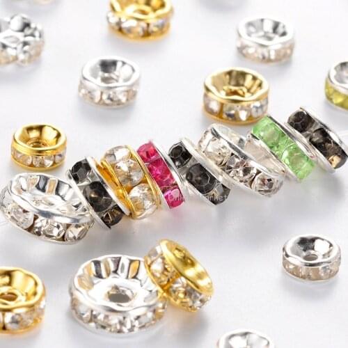 500pcs Mixed Color & Size of Random Iron Rhinestone Spacer Beads for Jewelry Making DIY Bracelet NEcklace 6~10x3~4mm Hole: 1~2mm