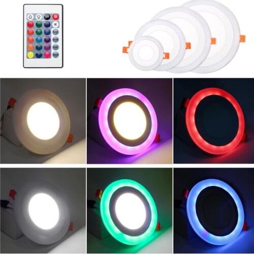 AC85-265V Acrylic Ultra thin LED Panel Light RGBW RGBWW with 24Key Remote 6W 9W 18W 24W LED Downlights Ceiling Lamp