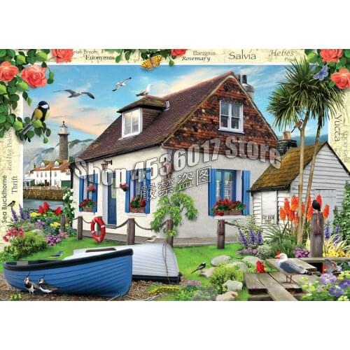 5d Diy Diamond Painting Cottage Flowers Boats Cabins Houses Lighthouses Cross Stitch Diamond Embroidery Mosaic Home Decor Gifts