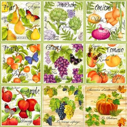5D DIY Diamond Painting Full Square Round Drill Oil Painted Fruit Diamond Embroidery Scenery Cross Stitch Manual Home Decor Gift