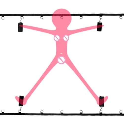 Bdsm Bondage Strap Handcuffs & Ankle Cuff Adjustable Under Bed Restraint Belt System Erotic Kit Adult Sex Toys For Woman Couples