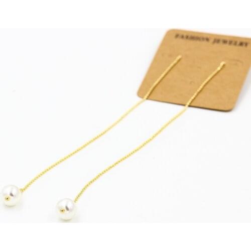 Free shipping 8 pair /lot fashion jewelry accessories new design long bead chain pearl dangle earrings