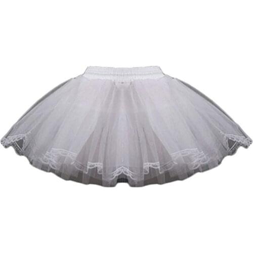 Kids Petticoats Children 3 Layers Hoopless Short Dress Crinoline for Wedding Little Girls/Child Underskirt Lolita Ballet Tutu