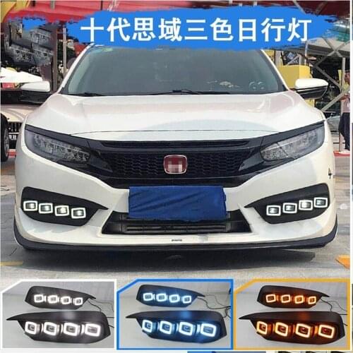 For The Tenth Generation Honda Civic 16-21 Years Daytime Running Light Rear Bar Lamp Side Lights LED Streamer Daylights Drl Run