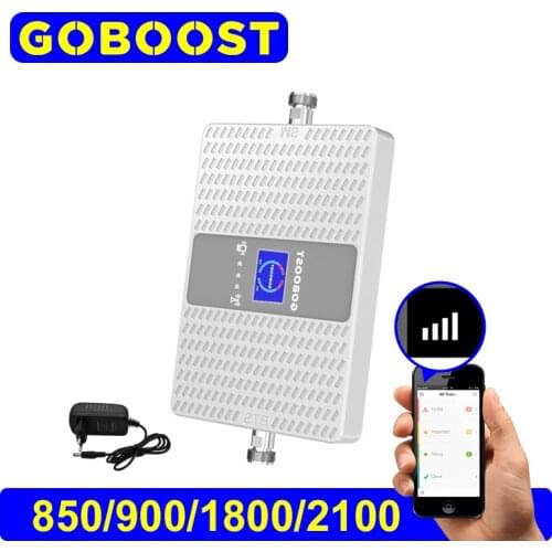 GOBOOST 2g 3g 4g GSM Sginal Booster 850 900 1800 2100 Mhz Dual Band Repeater Cell Phone LTE DCS Single Celluar Amplifier 70Dbi