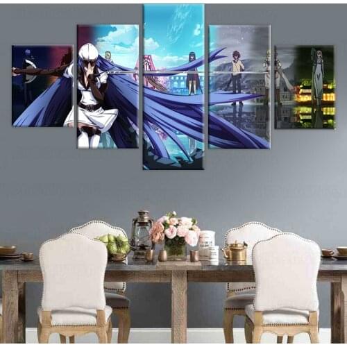 Prints Painting Poster Artwork 5 Panel Akame Ga KILL Animation Canvas Home Background For Living Room Decoration Framework