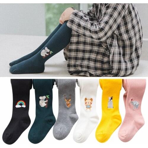 Knitted Cotton Toddler Girls Stockings Cartoon Print Pantyhose Children Baby Girls Tights Girl Winter Clothes Kids Tights