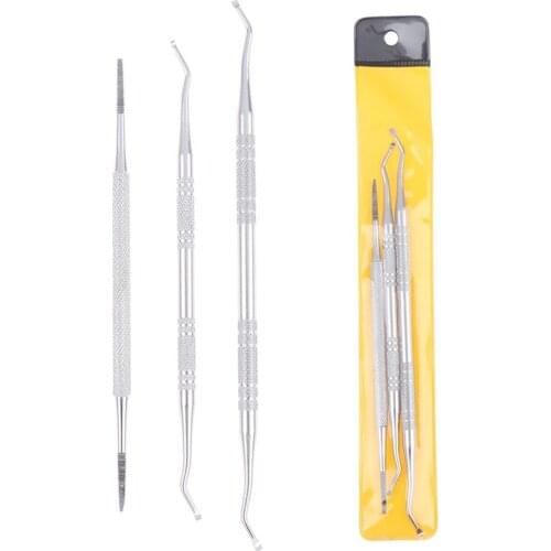 3pcs File Manicure Pedicure Toenails Clean Toe Nail Care Hook Ingrown Double Ended Ingrown Toe Correction Lifter Foot Care Tool