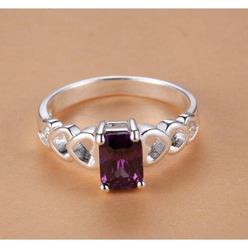 Hot Selling silver plated Rings for women silver jewelry fashion jewelry fashion ring purple crystal/aicaizja R217