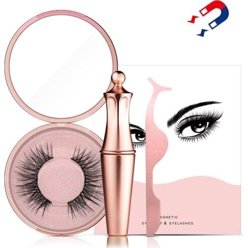 Magnetic Liquid Eyeliner & Magnet False Eyelashes & Tweezer Set Natural Long Fake Eye Lashes Kit Easy To Wear