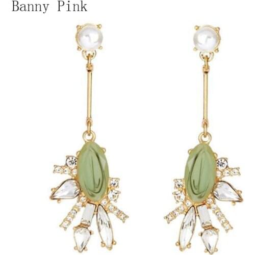 Cute Resins Pendant Studs Earrings For Women Chunky Alloy Pendant Post Earrings Crystal Charm Earrings Fashion Jewelry Pendietes