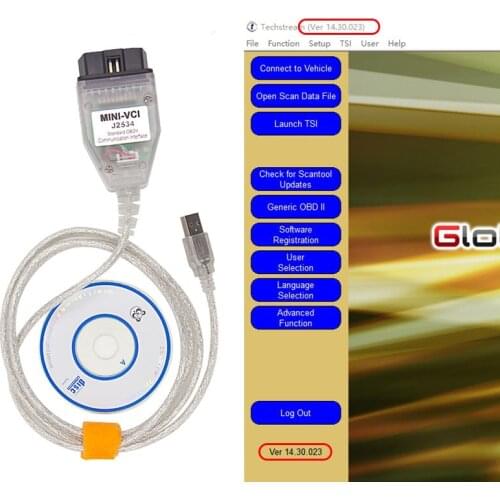 MINI VCI V15.00.028 J2534 for Toyota V12 V13 V14 FT232RQ