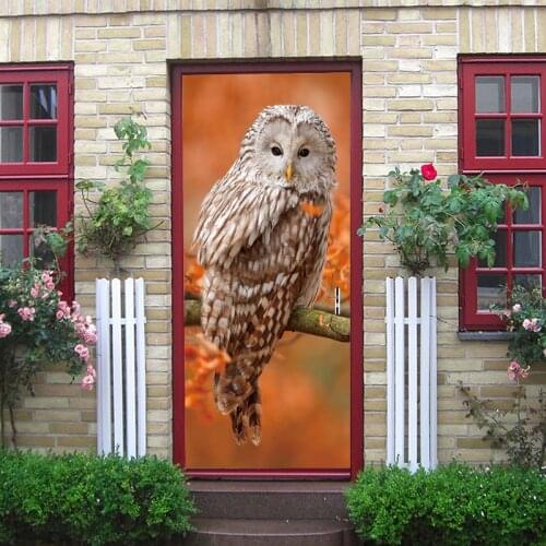 Cartoon Owl Bird Tree Door Stickers Art Decor Kids Child Baby Bedroom Living Room Decoration Wallpapers Decal Home DIY Decor