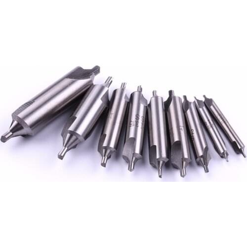 9Pcs B-Type 120 Degree Angle Double Ended HSS Center Drill Set Combined Spotting Countersink Bit Mill Lathe 1.0mm to 5mm