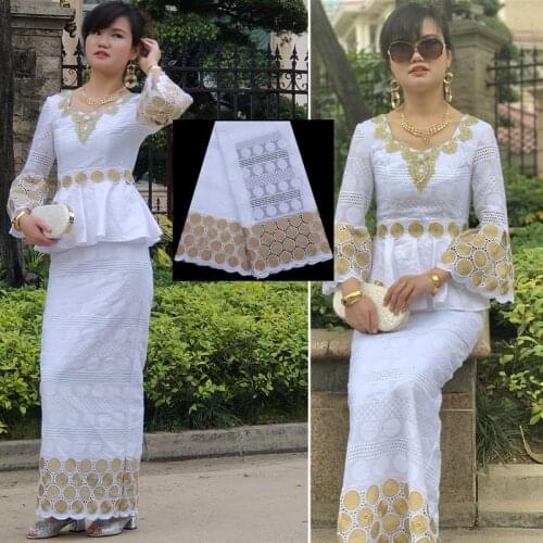 Nigerian Swiss Voile Lace In Switzerland High Quality African Swiss 100% Cotton Lace Fabric Stoned Holes For Dress Sewing F1760