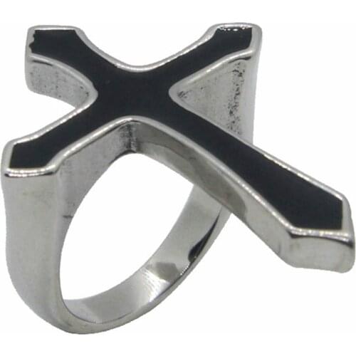 Drop Ship Big Jesus Cross Ring 316L Stainless Steel Special New Black Epoxy Cross Ring