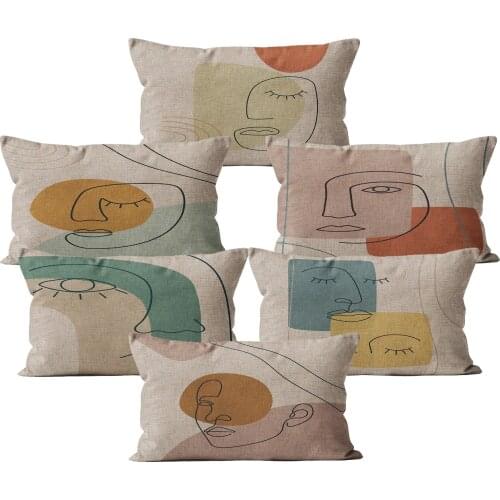 Art Cushion Cover Line Linen Colorful Throw Pillow Case Car Decor Home Decoration 30x50 Abstract Decorative Pillowcase